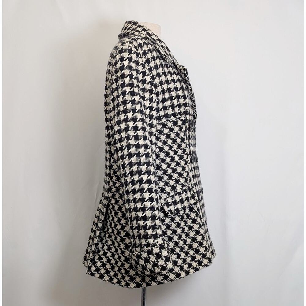 Mackintosh New England Coat Women's Size 14 Black White Houndstooth Swing - Picture 3 of 7